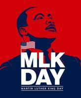 Martin Luther King Jr Day., Vector illustrations, typography greeting card design. Graphic design for banner, USA flag.