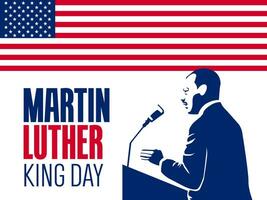 Martin Luther King Jr Day., Vector illustrations, typography greeting card design. Graphic design for banner, USA flag.