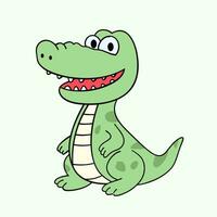 Vector flat cute crocodile illustration with white background