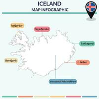 Islandia mapa. mapa de Islandia en blanco color vector