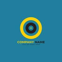 OO letter with eye yellow, black color combine vector logo