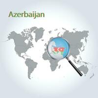 Magnified map Azerbaijan with the flag of Azerbaijan enlargement of maps, Vector Art