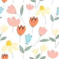 Cute Hand Drawn Flower Seamless Pattern vector