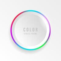 Circle Frame with colorful lighting on white background. Circular neon light. Vector illustration