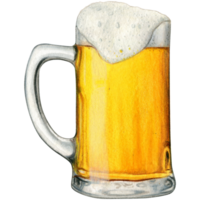 watercolor hand drawn realistic glass of beer png