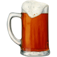 watercolor hand drawn realistic glass of beer png