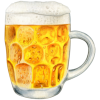 watercolor hand drawn realistic glass of beer png