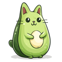 AI generated Cartoon illustration of an avocado in the shape of a cat png