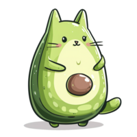 AI generated Cartoon illustration of an avocado in the shape of a cat png