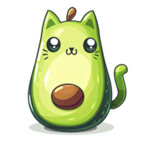 AI generated Cartoon illustration of an avocado in the shape of a cat png