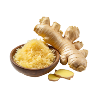 AI generated A Peeled And Grated Ginger Root, Without Shadow png