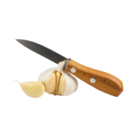 ai generato un' pelato aglio Chiodo di garofano con un' coltello, senza ombra png