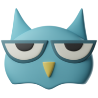 3d illustration mignonne hibou tête png