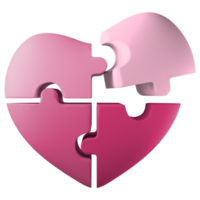 3d illustration pussel hjärta ikon png