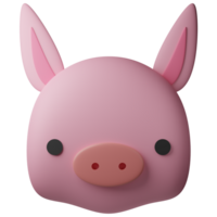 3d illustration cute pig head png