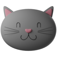 3d illustration cute cat head png