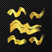 Gold wavy grunge brush strokes vector