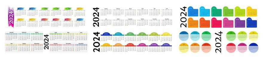 Calendar for 2024 isolated on a white background vector