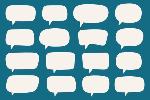 Set of hand drawn speech bubbles. Speak bubble text, cartoon chatting box, message box. Blank empty white speech bubbles. vector