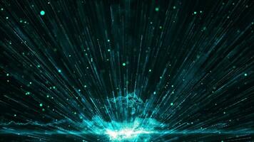flying bright blue particles, animation of dust and shiny dots, beautiful bokeh, explosion of particles video