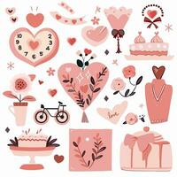 Set of elements for Valentine's Day Heart on a white background Love stickers set vector