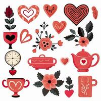 Set of elements for Valentine's Day Heart on a white background Love stickers set vector