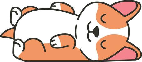 Cute corgi dog sleeping. Vector illustration in doodle style.