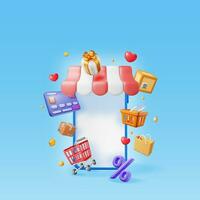 3D Online Shopping Concept. vector