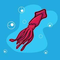 Red Squid with water background vector Illustration