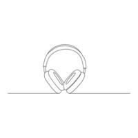 headphone continuous line drawing. Listening music wireless gadget. Vector illustration isolated on white