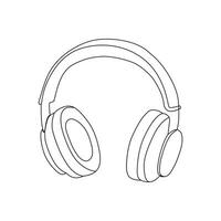 headphone continuous line drawing. Listening music wireless gadget. Vector illustration isolated on white