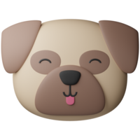 3d illustratie schattig hond hoofd png