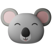 3d illustration söt koala huvud png