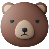 3d ilustração fofa Urso cabeça png