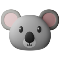 3d illustration cute koala head png