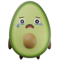 3d illustration cute avocado crying png