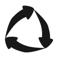 vector Tres redondo flechas icono reciclar negro firmar