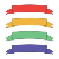 Vector collection of hand drawn colored ribbon