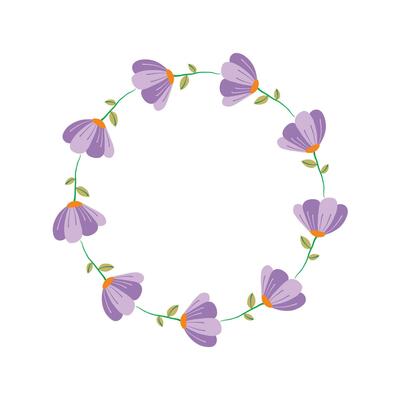Vector flat floral wreaths on white background