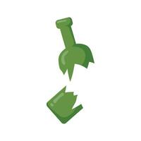 Vector broken glass bottle flat icon trash eco awareness