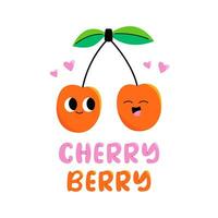 Cute cherries cartoon illustration vector