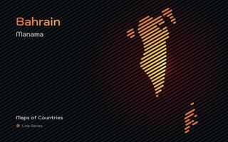 bahrein oro mapa con un capital de manama mostrado en un línea modelo. estilizado sencillo vector mapa.