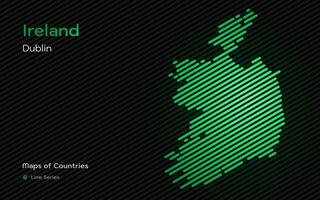 Ireland Map with a capital of Dublin Shown in a Line Pattern. Stylized simple vector map