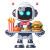 ai gegenereerd futuristische ober robot in toekomst restaurant png