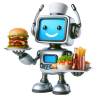 ai genererad trogen servitör robot i framtida restaurang png