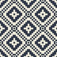 Aztec kilim geometric embroidery cross stitch pattern. Blue-white geometric shape seamless pattern. Ethnic geometric pattern use for fabric, textile, home decoration elements, upholstery, etc. vector