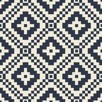 Aztec kilim geometric embroidery cross stitch pattern. Blue-white geometric shape seamless pattern. Ethnic geometric pattern use for fabric, textile, home decoration elements, upholstery, etc. vector