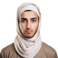 AI generated Muslim man isolated on a transparent background png