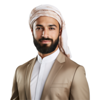 AI generated Muslim man isolated on a transparent background png