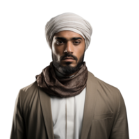 AI generated Muslim man isolated on a transparent background png